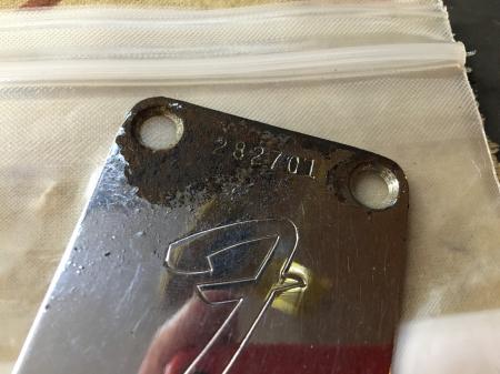 1969 Original Well Played Rusted Beautiful Fender Strat Neck Plate