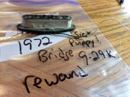 1972 Fender Strat Bridge Pickup Professionally Rewound 9k