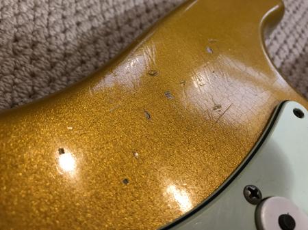 2009 Gold Leaf  Fender USA Strat American Deluxe Nitro Refinished Aged Alder Body 