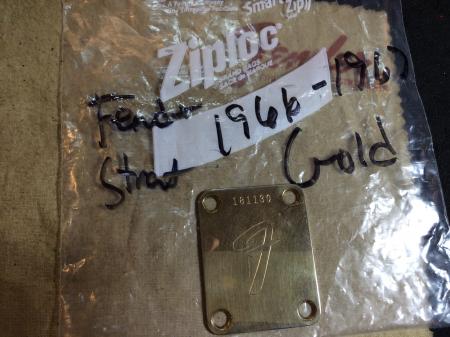 1966 to  1967 Orig Fender Strat Gold Plated Neck Plate Rare!