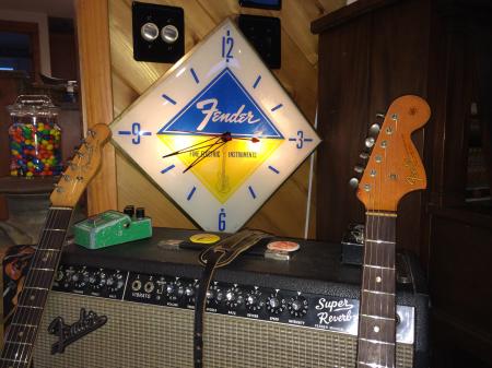 1963 ORIG Fender Strat Fine Electric Instruments PAM ClOCK CO. INC 