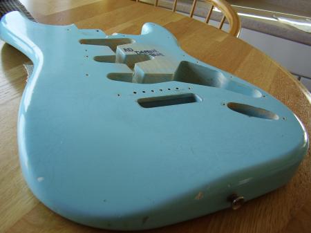 1958 Fender Strat Body. NASH DAPHNE BLUE NITRO RELIC