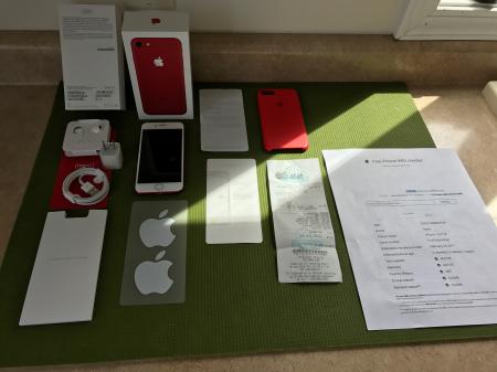 iPhone 7 AT&T RED Unlocked 128 GB AS NEW With Red Apple Case