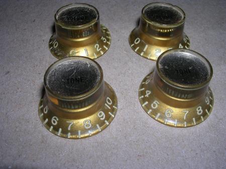 1962 Orig Gold Reflector Gibson Vol & Tone Knobs Silver Tops