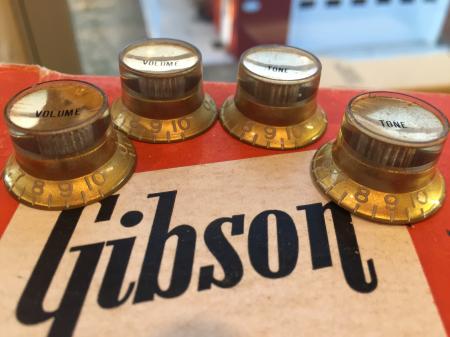 1968 Orig Gibson reflector knobs for Les Paul Gold Top Deluxe
