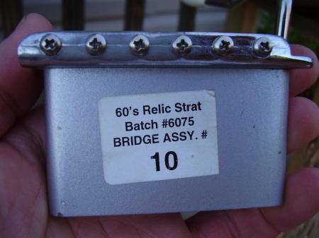 1996 Cunetto 1ST Year Fender 1960 Relic Strat Bridge