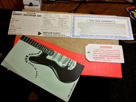 1964 ORIG VOX HANG TAGS WARRANTY CARD ETC VOX Case Candy RARE