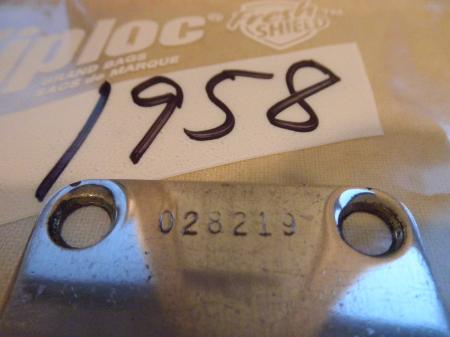 1958 ORIG FENDER STRATOCASTER NECK PLATE 7-58 Neck Date