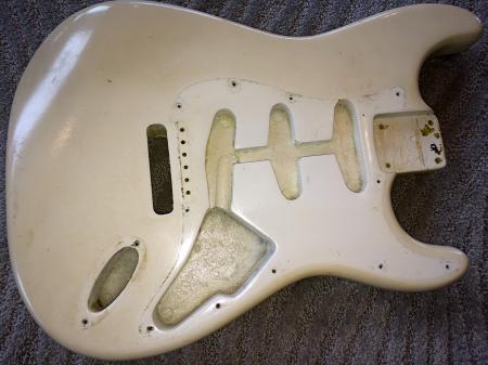 1963 Orig White Fender Strat Body Old Refin 3lb 14 oz