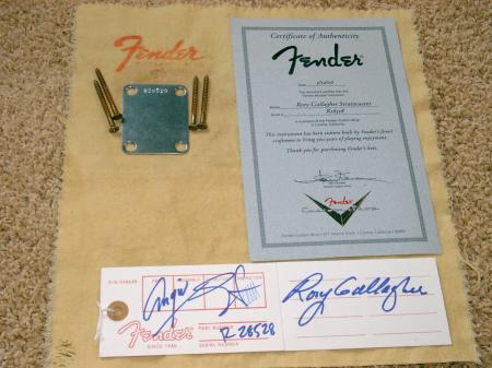 2006 Rory Gallagher COA,Neck Plate,Hang Tag