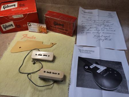 1958 Orig Gibson Les Paul Gold Top P 90 Pickups With Covers & Pickguard 